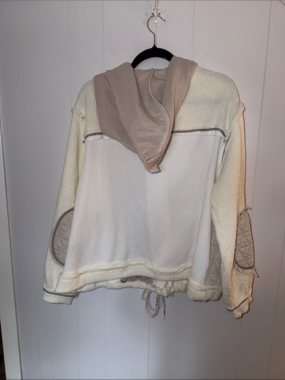 POL Quilted Contrast Hooded Jacket in Cream & Taupe Size L - Picture 10 of 14